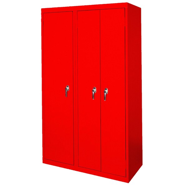 Steel Cabinets Usa Steel Storage Cabinet, 42in L x 21in D x 72in H, 8 Adjustable Shelves, 3 Doors, Red AAH-42-3D-R - main