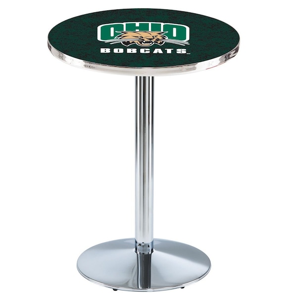 Holland Bar Stool Co 42" Chrome Ohio University Pub Table, 36" dia. Top L214C4236UnivOH - main