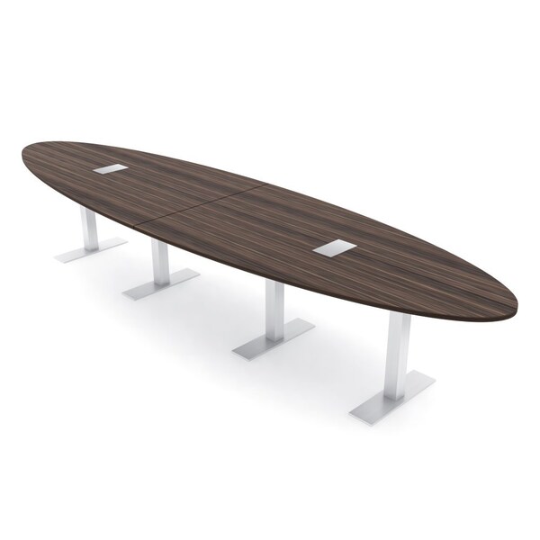 Skutchi Designs 14ft Conference Table With Power Unit | 12 Person Modular Oval Meeting Table | Harmony Series HAR-OVL-48X168-T-H3041-ESIL - main