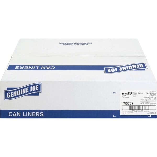 Genuine Joe 23 gal Slim Jim Can Liners, M, 1 mm, Black, 150 PK GJO70057 - main