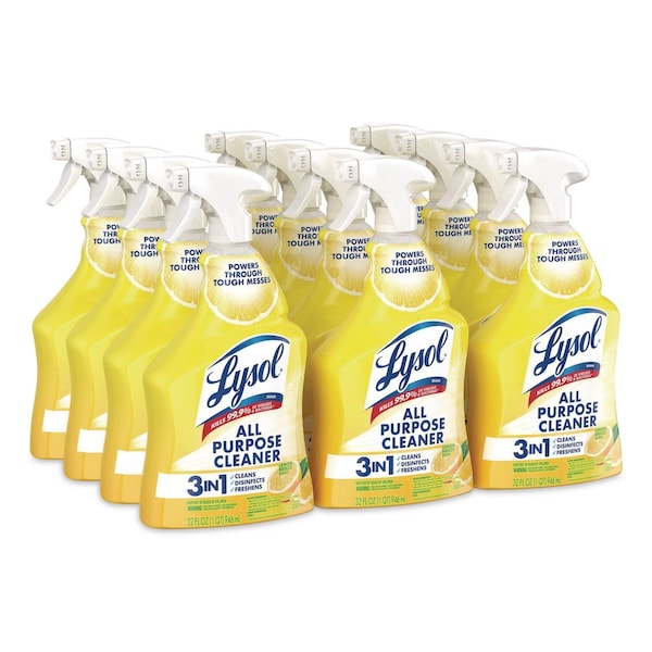 Lysol All Purpose Cleaner, Trigger Spray Bottle, 32 oz, Lemon Breeze, 12 PK REC 75352 - main