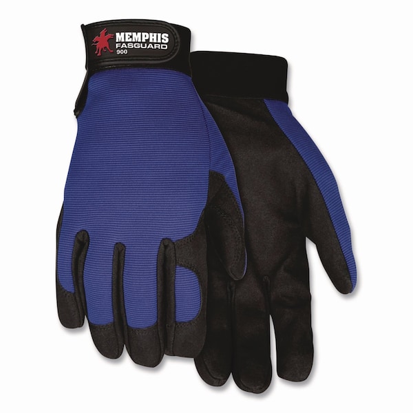 Mcr Safety Clarino Synthetic Leather Palm Mechanics Gloves, Blue/Black, X-Large, Pair 900XL - main