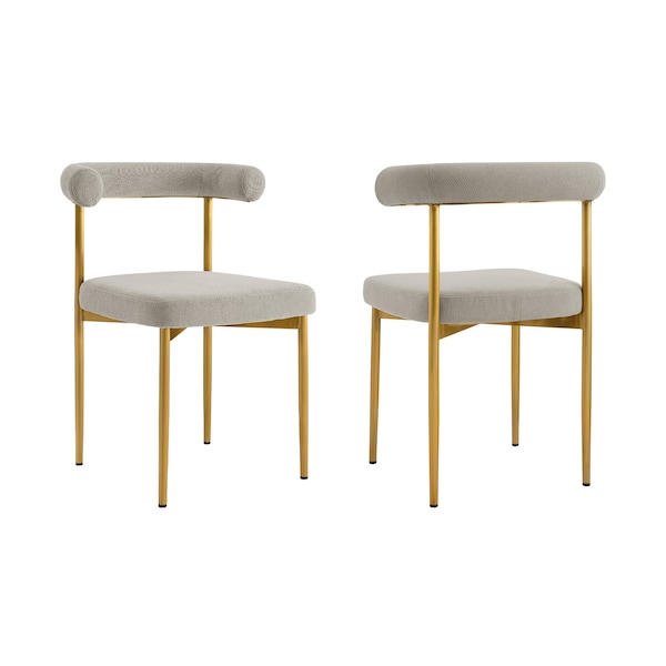 Armen Living Shannon Dining Chair with Gold Brushed Stainless Steel and Taupe Fabric - Set of 2 LCSNSIBGLTP - main
