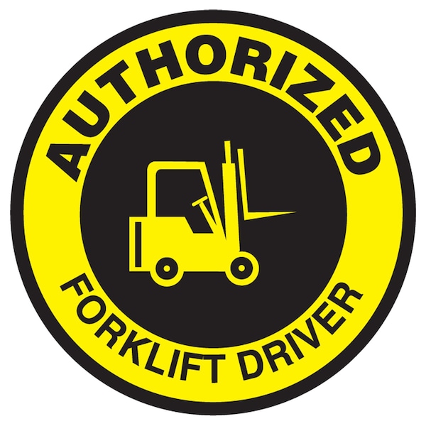Accuform Hard Hat Sticker, 214 in Length, 214 in Width, AUTHORIZED FORKLIFT DRIVER Legend, Adhesive Vinyl LHTL332 - main