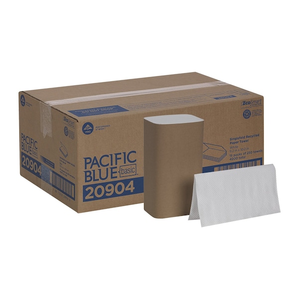 Georgia-Pacific Pacific Blue Basic Single Fold Paper Towels, 1 Ply, 250 Sheets, White, 16 PK 20904 - main
