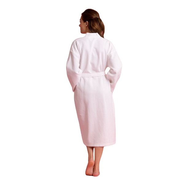 Towelsoft Women's Waffle Snow White Turkish Bathrobe - 100% Cotton One Size WM-Wfl-Km-Rbs-Lng-WHT-OS - main