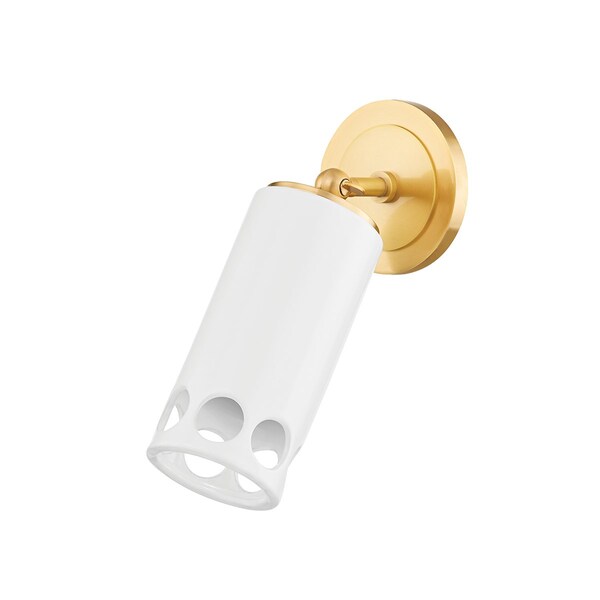 Mitzi Tali Roth X Jean 1 Light Wall Sconce 6 In. Aged Brass/Ceramic Gloss White H705101-AGB/CGW - main