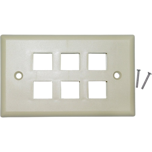 Cable Wholesale Keystone Wall Plate, Beige, 6 Port, Single Gang 301-6K - main