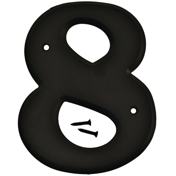 Hy-Ko Number House 8 Plastic 6In Blk 30208 - main
