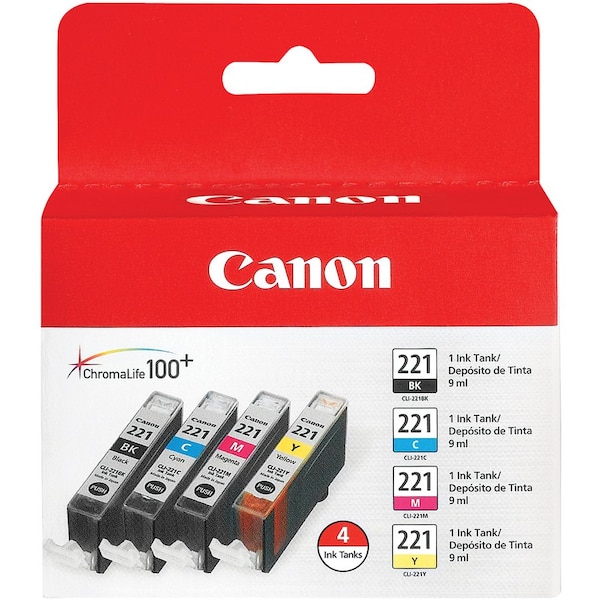 Canon Ink Cartridge, Cli221, 4 Color Pack, PK4 2946B004 - main