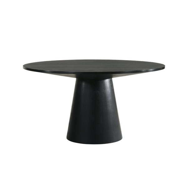 Homeroots 59" Black Wood Pedestal Base Round Top Dining Table 631286 - main