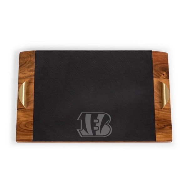 Picnic Time Family Of Brands NFL Cincinnati Bengals - Covina Acacia and Slate Serving Tray 957-07-512-073-2 - main