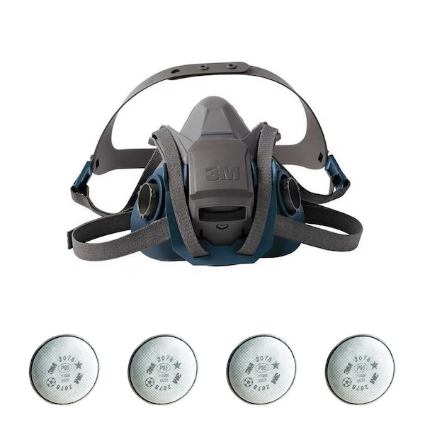 3M Half Mask Respirator Kit: 4 Cartridges Included, Rugged Comfort Quick Latch, P100, Bayonet, Size S 29WT68-4JG27 - main