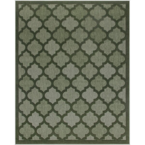 Homeroots 8' X 10' Dark Green And Light Green Trellis Indoor Outdoor Area Rug 551131 - main
