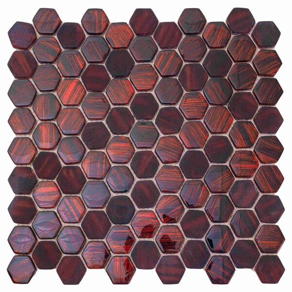 Apollo Tile Berry Red 11.3 in x 11.3 in Glass Glossy, Matte Floor and Wall Mosaic Tile 4.43 sqft/case, 5PK APLJPH88302A - main
