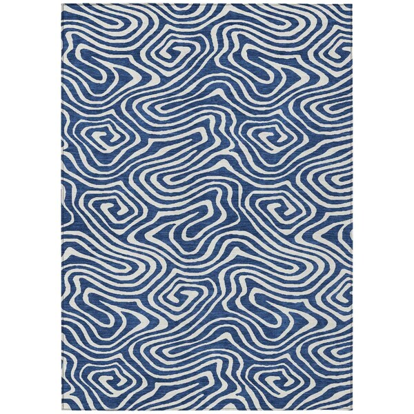 Homeroots 9' X 12' Navy Blue And Ivory Abstract Washable Indoor Outdoor Area Rug 598984 - main