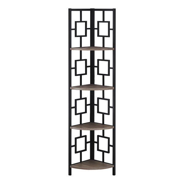 Homeroots 62" Dark Taupe Metal Corner Bookcase 376526 - main