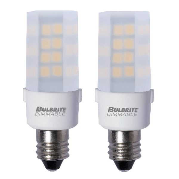Bulbrite 35w Equivalent T4 Dimmable (E12) Candelabra Scrw Base Warm Wht Lght Frost LED Lght Bulb, 2700K, 2PK 861531 - main