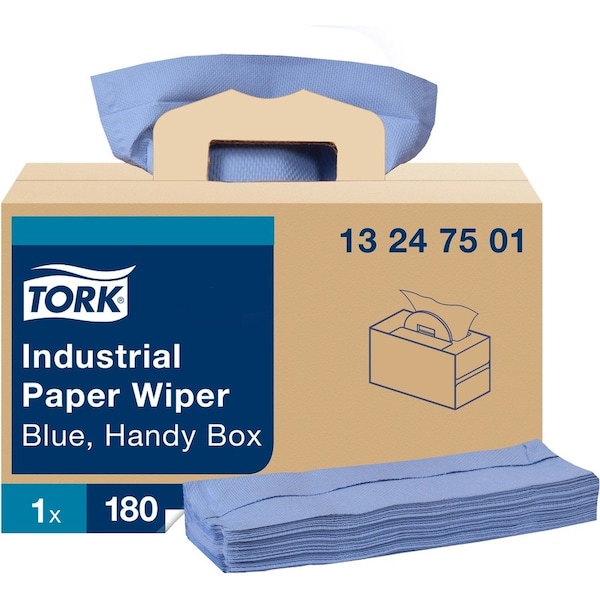 Tork Tork Industrial Paper Wiper Blue, Handy Box W7 4-Ply, 1 x 180 Feet, 13247501, PK180 13247501 - main