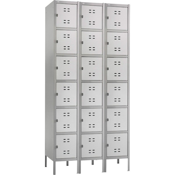 Safco Box Locker, 36 in W, 18 in D, 78 in H, (3) Wide, (6) Tier, Gray 5527GR - main