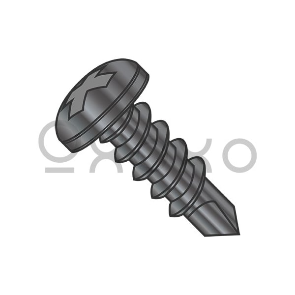 Oxoxo 8-18X2 Phillips Pan Self Drilling Screw Full Thread Black Zinc and Bake, 2000PK 619966 - main