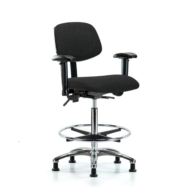 Blue Ridge Ergonomics Chair, Fab, Hi Bench, Chr AA CF Glides, Blk, 6-Way Adjustable, 26" to 35-1/2" Height, Black BR-FHBCH-CR-T0-A1-CF-RG-F42 - main