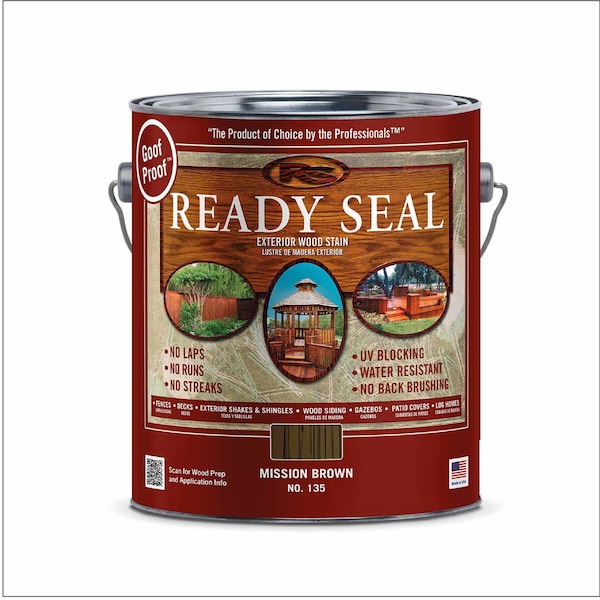Ready Seal 135 Exterior Wood Stain and Sealer, Mission Brown, 1 Gallon 370026 - main