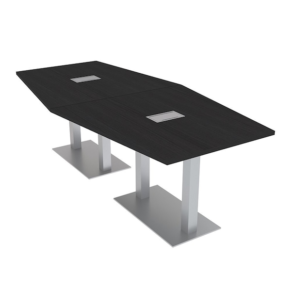 Skutchi Designs Hexagon Conference Table With Power, 48 in W, 96 in L, Black HAR-HEX.IR-48X96-DOU-U999ST19-ESIL - main