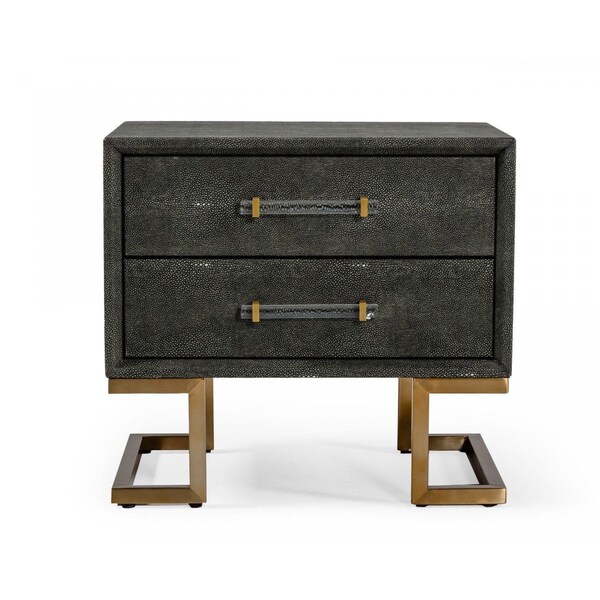 Homeroots 22" Gray Shagreen Two Drawer Nightstand 491591 - main