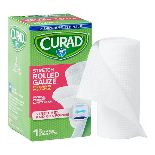 Medline CURAD Stretch Rolled Gauze, 3in x 4.1 yd., 24PK CUR47143RB - main