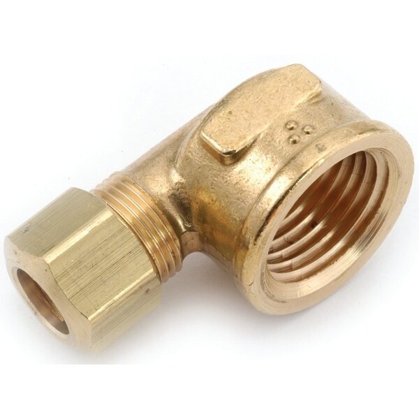 Anderson Metals Tube Elbow, 3/8 x 1/2 in, 90 deg Angle, Brass, 200 psi Pressure 750070-0608 - main