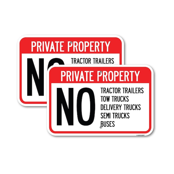 Signmission Private Property Sign Private Property No Tractor Trail, 12'' X 18'', Heavy Gauge Aluminum, 2PK A-1218-2PACK-23247 - main