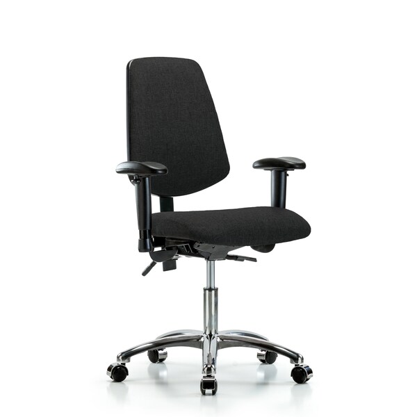 Blue Ridge Ergonomics Desk Chair Fab Desk Chair, Med, Bk, Chrm, AA, Cast, Blk, Adjustable Arms, 19" to 24" Height, Fabric BR-FDHCH-MB-CR-T0-A1-CC-F42 - main