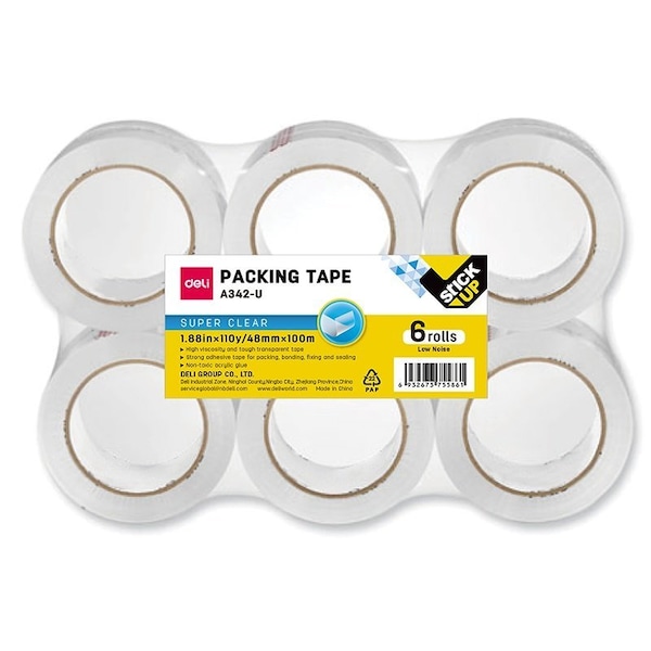 Deli Low-Noise Packing Tape 1.88in x 110yd, 3in Core, Clear, 36PK EA342-U - main