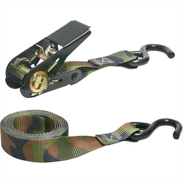 Hampton Prod 03508V 8 Ft. X 1 In. Ratchet TieDown With SHooks Camo, 4PK K29-03508V - main