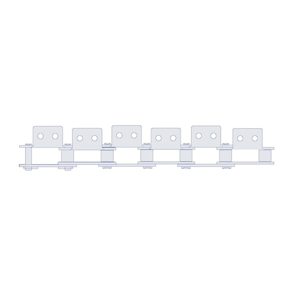 Hkk Chain HKK Double Pitch Riv Standard Conveyor w/A-2 Att on Every P, 2 P, 5/8 Dia x 5/8 W DC080RA2EV - main