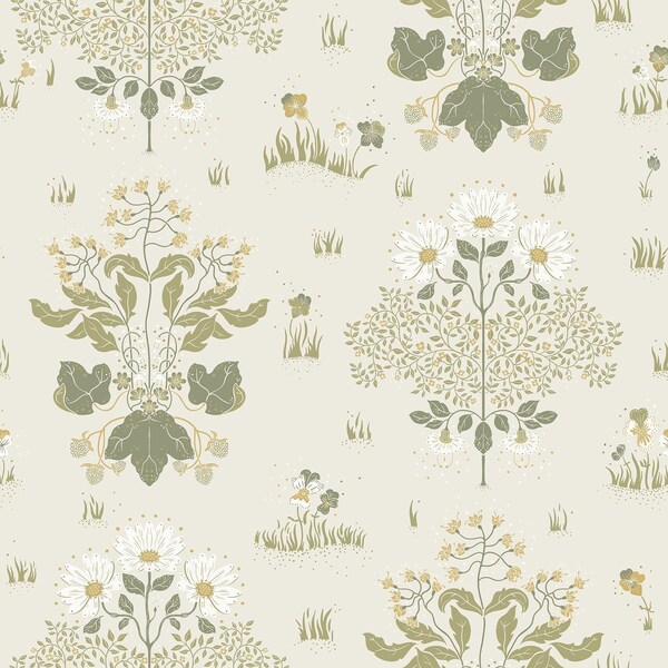 A-Street Prints Elda Olive Delicate Daisies Wallpaper 4080-83133 - main
