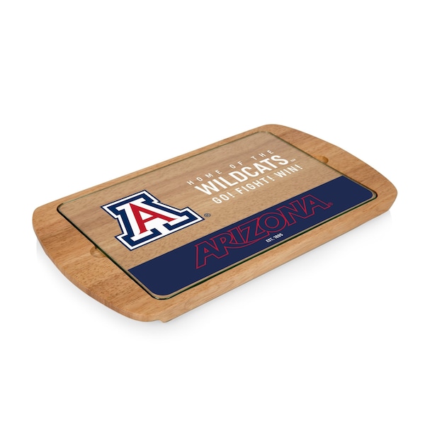 Picnic Time Family Of Brands NCAA Arizona Wildcats Billboard Glass Top Cheese Board - Charcuterie Boards, Parawood 911-01-505-014-0 - main