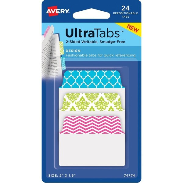 Avery TABS, ASST, 24CT, 2inX1.5in, 6PK AVE74774 - main