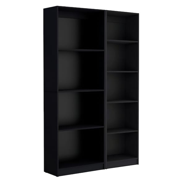 Homeroots Set of Two Black Wood Multi Tier Bookcases 546335 - main