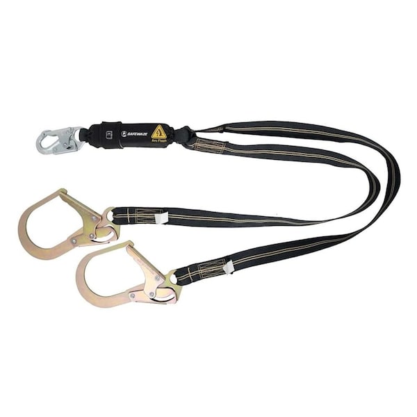 Safewaze Arc Flash 6 ft Energy Absorbing Lanyard 12 ftFF, Aramid, Dual Leg, Tower Rebar Hook 023-2098 - main