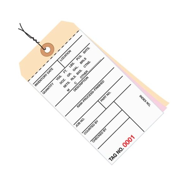 Box Packaging 3 Part Carbonless Inv. Tag 9500-9999 Pre WiredNo 8 6-1/4L x 3-1/8W 500/Pk G16203 - main