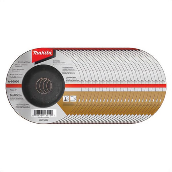 Makita Flat Heavy Duty Non-Hubbed Depressed Center Grinding Wheel, 4-1/2 in dia x 1/4 in Thick A-95956-25 - main
