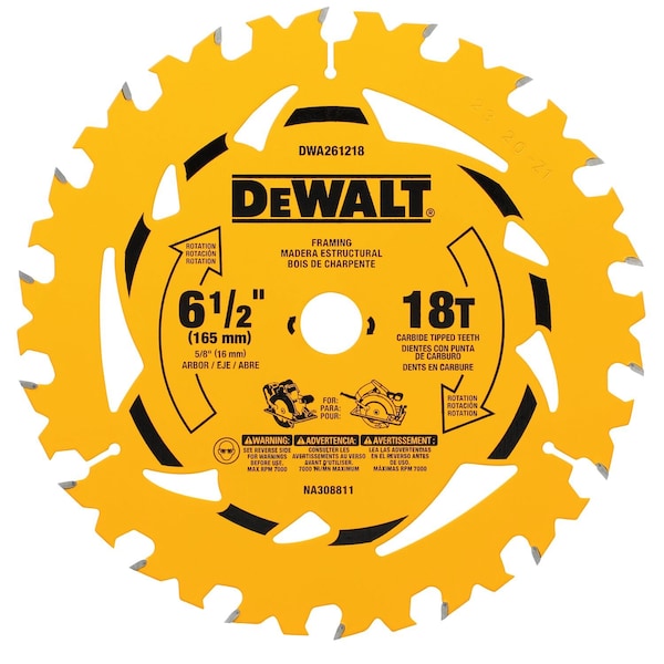 Dewalt Circular Saw Blade, 6.5 in dia. DWA261218 - main