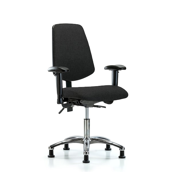 Blue Ridge Ergonomics Desk Chair Fab Desk Chair, Med, Bk, Chrm, AA, Glds, Blk, Adjustable Arms, 19" to 24" Height, Fabric BR-FDHCH-MB-CR-T0-A1-RG-F42 - main