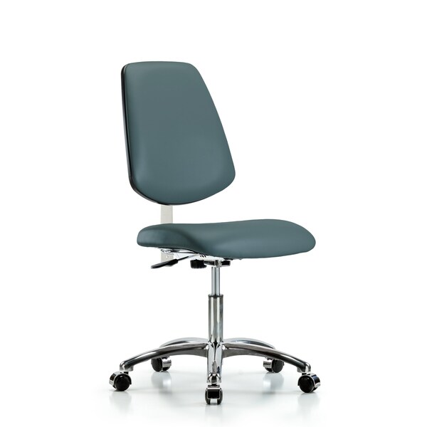 Blue Ridge Ergonomics Clean Room Chair Vin Desk Chair, Med, Bk, Cast, Blu, CL100, No Arms, 18" to 23" Height, Vinyl BR-NCR-VDHCH-MB-CR-T1-A0-CC-8546 - main