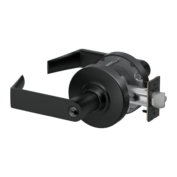 Schlage Grade 1 Entrance/Office Cylindrical Lock, Conventional Cylinder, Rhodes Lever w/Rose, Matte Black PC50P RHO 622 - main