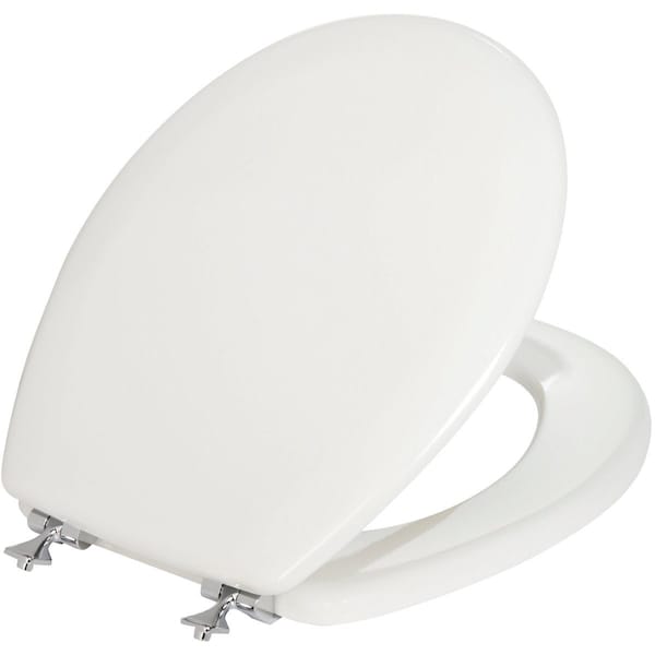 Bemis Mayfair Round Closed Front White Toilet Seat with Chrome Hinges 44CP-000 - main