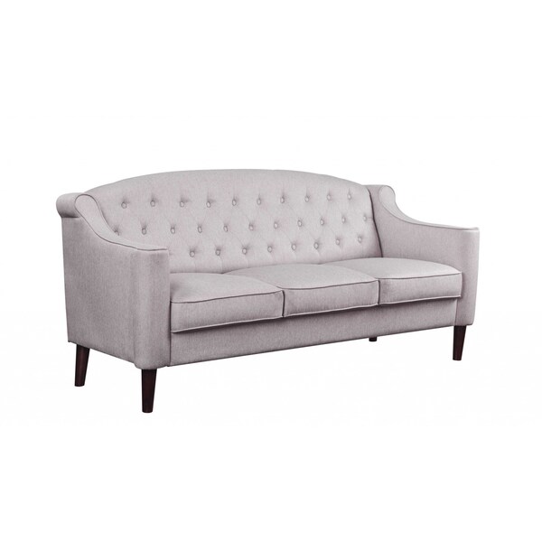 Homeroots 73" Cream Fabric Sofa With Dark Brown Legs 318824 - main