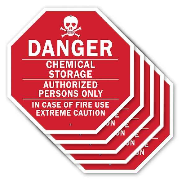 Signmission Danger Chemical Storage Authorized, 10 inch X 10 inch, Aluminum Metal Signs, 5PK OC-A-5Pack-10-34 - main